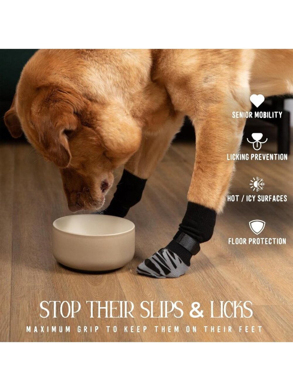 2 pairs of Premium Non-Slip Dog Socks for Hardwood Floors - Extra-Thick Grip tha